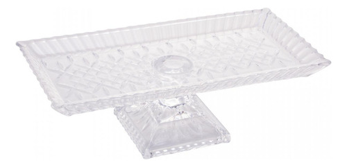 Travessa De Mesa Retangular Lys De Vidro Com Pé Wolff