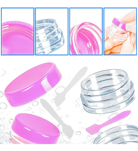 Tarros De Plastico Para Embalaje Con Tapa Rosa 3 Gr 100 Pzas