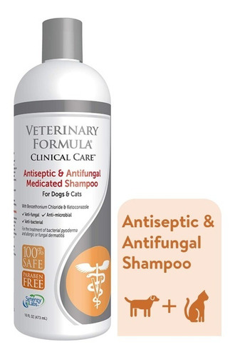 Shampoo Medicado Antiséptico Y Antifúngico Veterinary 473 Ml