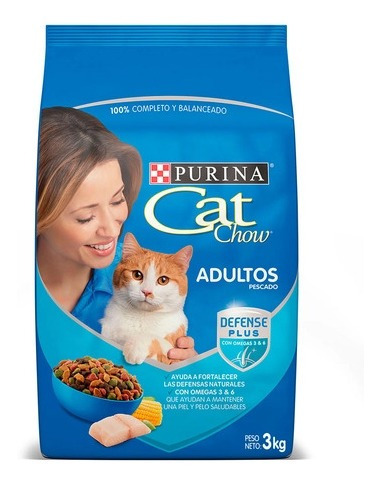 Alimento Para Gatos Cat Chow 3 Kg Pescado(1 Saco)super