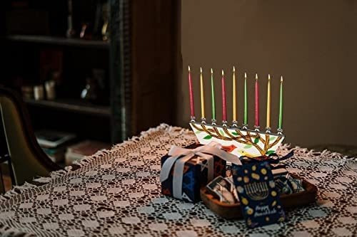 Imagen 4 de 5 de Ner Mitzvah Glass Hanukkah Menorah - Birds, Tree Of Life Men