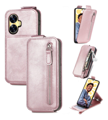 Funda De Cuero Vertical Con Cremallera Para Realme C55