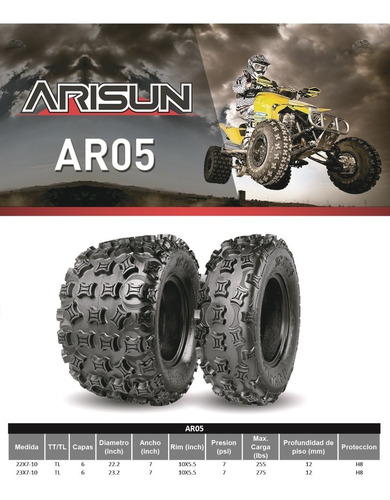 2 Llantas Atv 23x7.00-10 Arisun 6 Cap