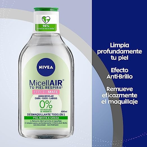 Nivea Agua Micelar Desmaquillante Todo En Uno Efecto Mate