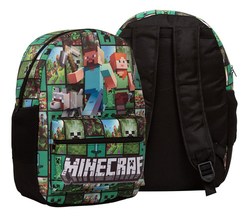 Bolsa Escolar Menino Minecraft Tam G Costas Aulas Passeio