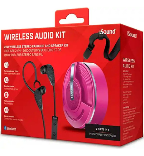 Isound Wireless Audio Kit Parlante + Audifono Rosado 6919