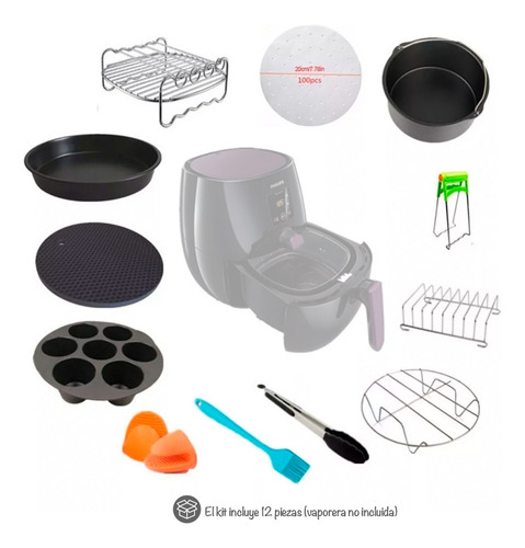 Accesorios Freidora De Aire Juego 12 Piezas Antiadherente.