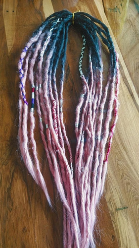 Kanekalon Rastas Desmontables 20 U De 50cm Rosa Y Negro