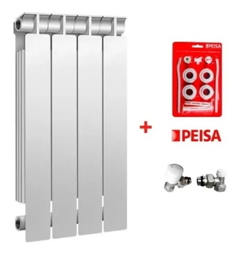 Imagen 1 de 7 de Radiador Peisa Tropical Calefaccion T500 4 Elementos + Kit