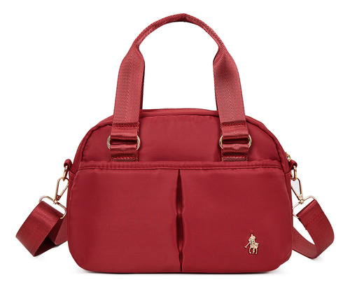 Crossbody Para Mujer Hpc Polo Modelo: 1131-g-vino Color Rojo