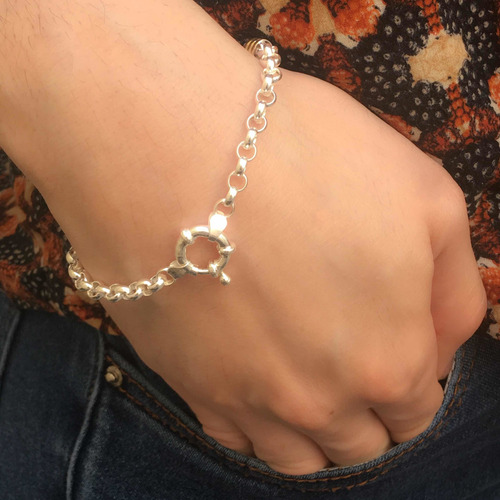 Pulsera Rolo Plata 925 Eslabón 4,5 Mm Cierre Marinero