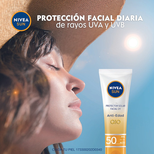 Protector Solar Facial Nivea Sun Anti Edad Q10 Fps50+ 50 Ml