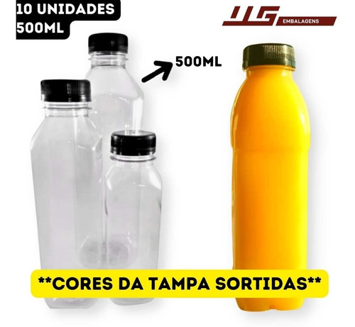 10und Garrafa Plástica Descartável Com Tampa Usicomp 500ml F