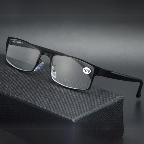 Lente lectura vista cansada armazon oftalmico mujer hombre color negro metalico 2.0
