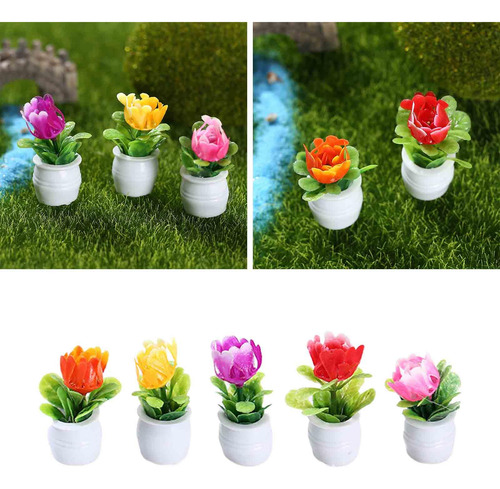 5x Mini Maceta Casa De Muñecas Planta Bonsái En Miniatura