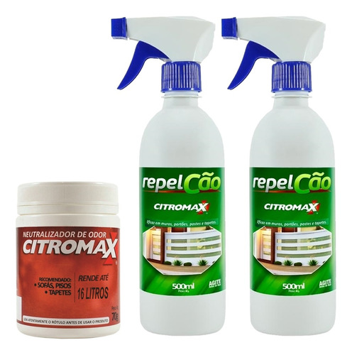 2 Repel Cão Spray + 1 Neutraliza Odor Na Casa Rende 16 Lit.