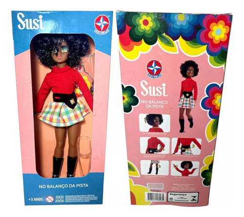 Edição Especial De Colecionador - Boneca Colecionável Menina Susi Morena Negra No Balanço Pista - Coleção Clássica - Relançamento Ano De 1974 - Estrela Brinquedos