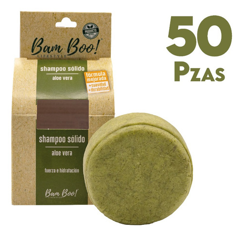 Imagen 1 de 8 de 50 Pack Shampoo Sólido Artesanal Aloe Vera 80 Gr Bam Boo!