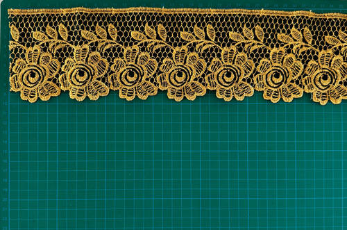 Tira Bordada En Organza 10cm X 9mts Mod 1361 Varios Colores Dorado
