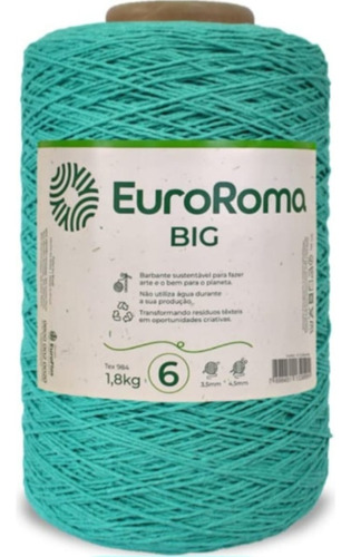 Barbante Euroroma Colorido Big Cone 1,8kg Kilo Fio N 6 Cor Verde Agua Escuro