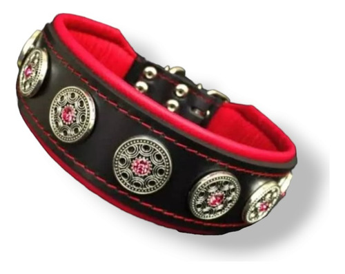 Collar Para Perro Bijou Black/red Bestia Dog Brand. Cuero. M