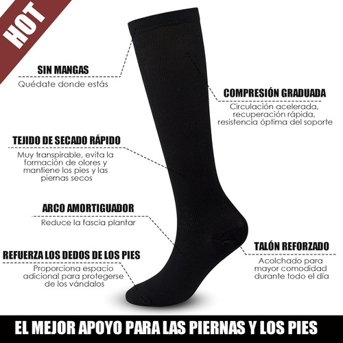 6 Pares De Calcetines De Compresión De Tela Suave