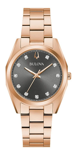 Reloj Mujer Bulova 97p156 Cuarzo Pulso Oro Rosa En Acero