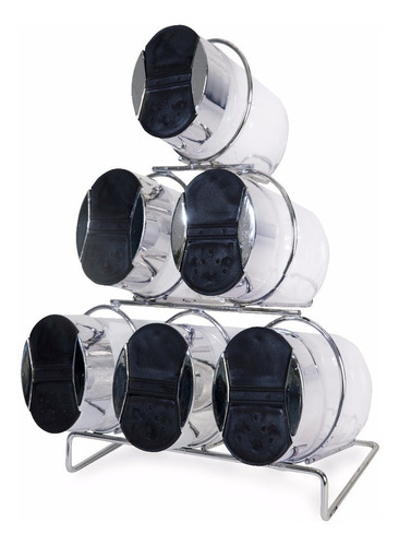 Set Especiero Exhibidor X 6 Triangular Rack Pirámide Cromado