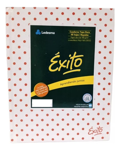 Cuaderno E1 Tapa Dura 48h Rayadas Exito Blanco Lunares Rojos