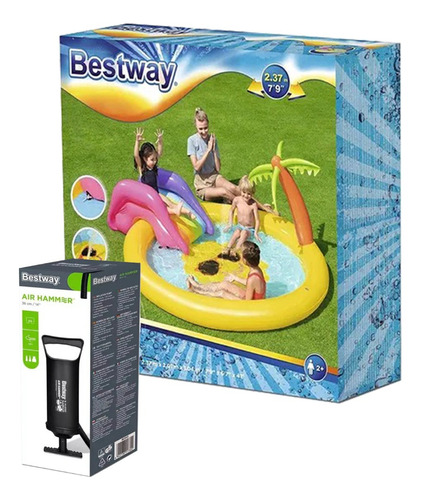 Combo Pileta Inflable + Inflador Manual 30 Bestway Play Pool