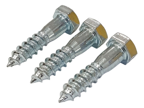 100 Tornillos Tirafondo Hexagonal Zincado 3/8 X 1