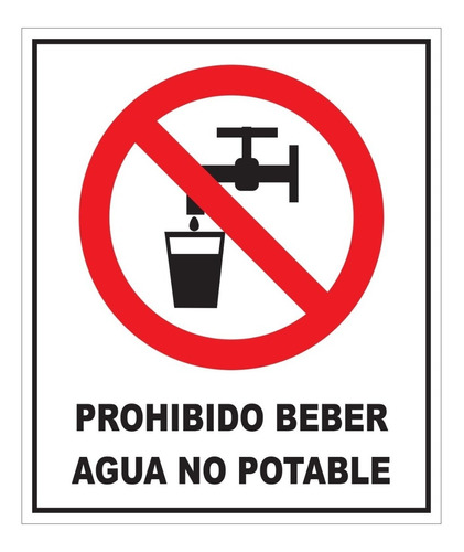 Cartel Prohibido Beber Agua No Potable 40x45 Alto Impacto