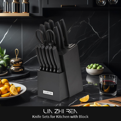 Set De Cuchillos De Cocina Con Bloque Y Afilador, 15 Piezas