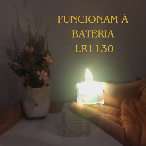 Castiçal Porta Vela Em Vidro Grosso Com Vela Led - Sensorial