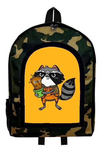 Mochila Camuflada Rocket Racoon Nueva Colección Modelo 58