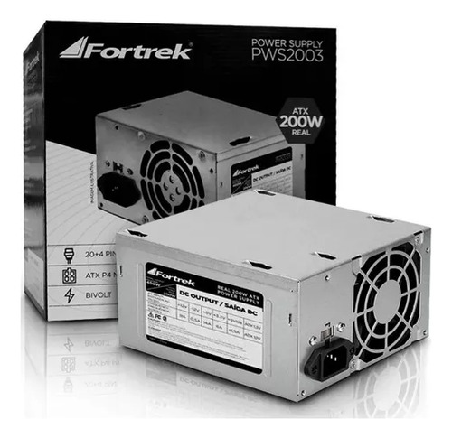 Fonte Atx Fortrek 200w Real Pws-2003 P/gabinete - Reembalado