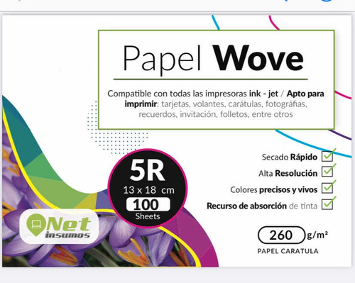 Papel Modelo Wove 5r 13 X 18 Pack  100 Hojas