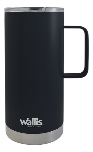 Taza Térmica Wallis M2890393 Con Protector Deslizante, 500 Ml, De Acero Inox Color Negro Liso