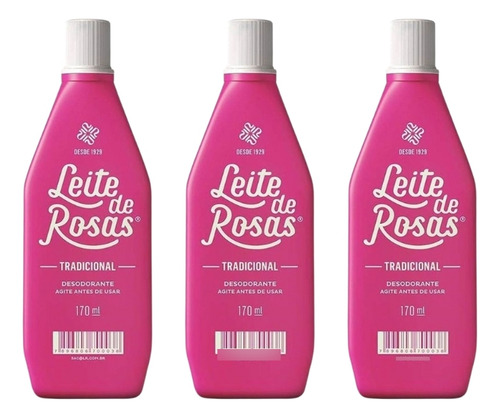 Leite De Rosas 170ml Tradicional - Kit C/ 3un