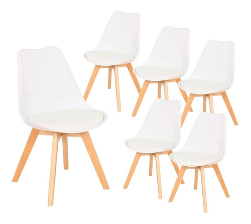 Silla De Comedor Plástico De Diseño Eames Madera - Tulip X 6 Estructura de la silla Blanco