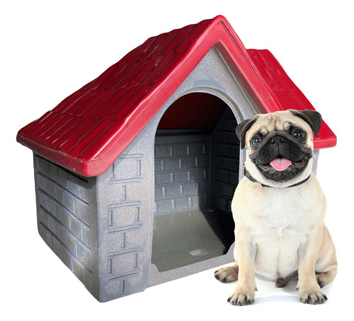 Casa Casinha Cachorro Cães Plástica Número 3 Cor Vermelho