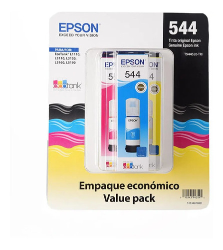 Kit De 3 Tintas Epson T544520-3p Color