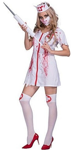 Disfraz De Enfermera De Zombie Sangriento De Halloween De La