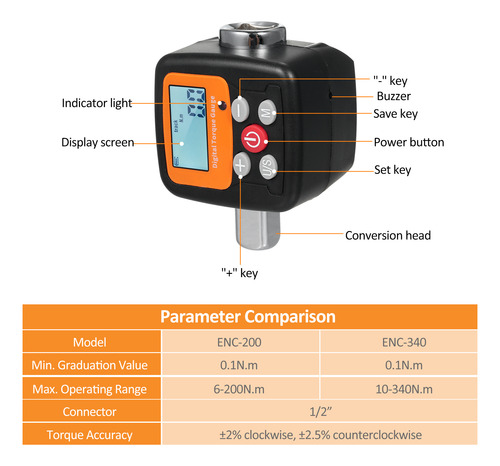 Medidor De Torque Com Display Digital Enc-200 E Testador De