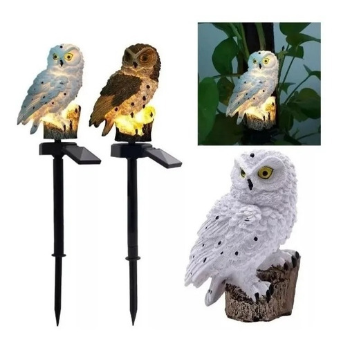 Imagen 5 de 5 de Lampara Led Solar Buho Jardin Terraza Decoracion /f-221n-1