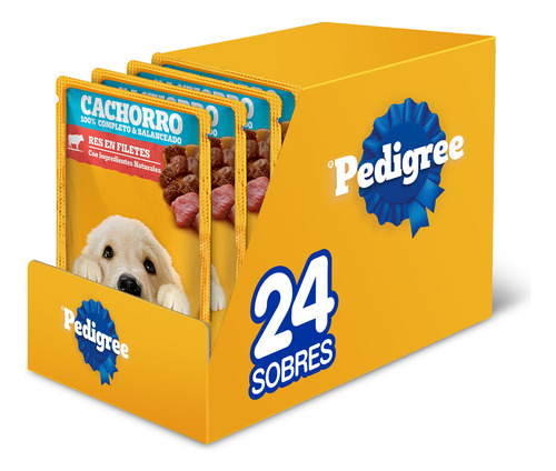 24 Sobres Pedigree Para Cachorros De Res En Filetes 100g C/u