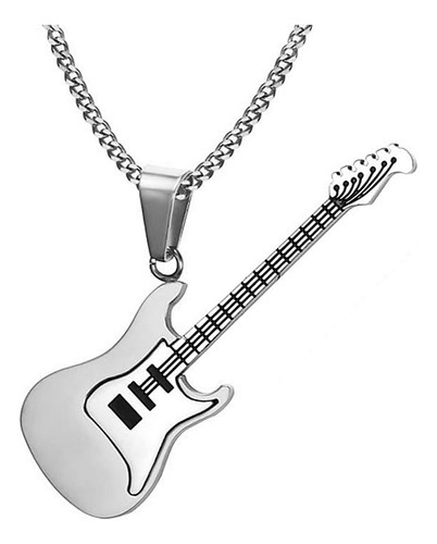 Dtja Collar De Acero Inoxidable Con Colgante De Guitarra Pun