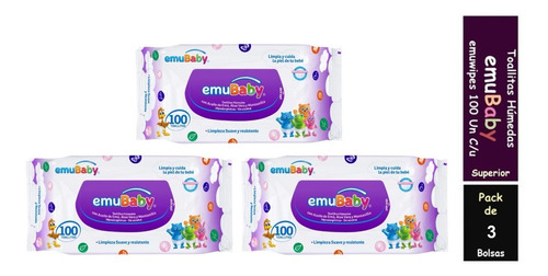 Toallas Humedas Emubaby Superior Tripack 300 Unidades