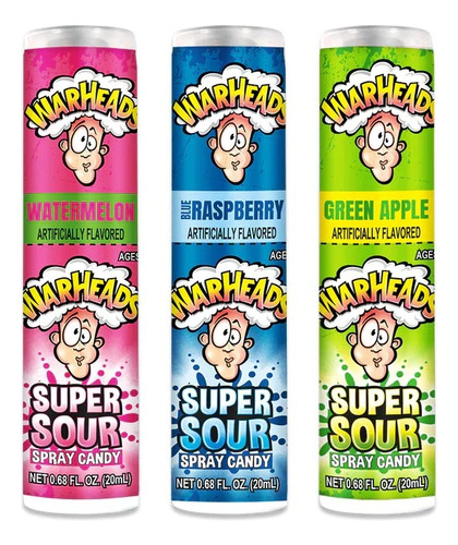 3-pck Sprays Warheads Super Sour Agridulce 20ml Sabores Vari