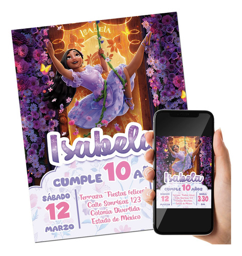 Invitacion Digital Isabela Encanto Cumpleaños Niña Fiesta